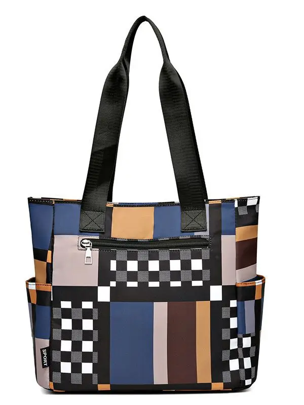 Women's 2023 New Fashion Plaid Tote Bag Oxford Cloth - Image 7