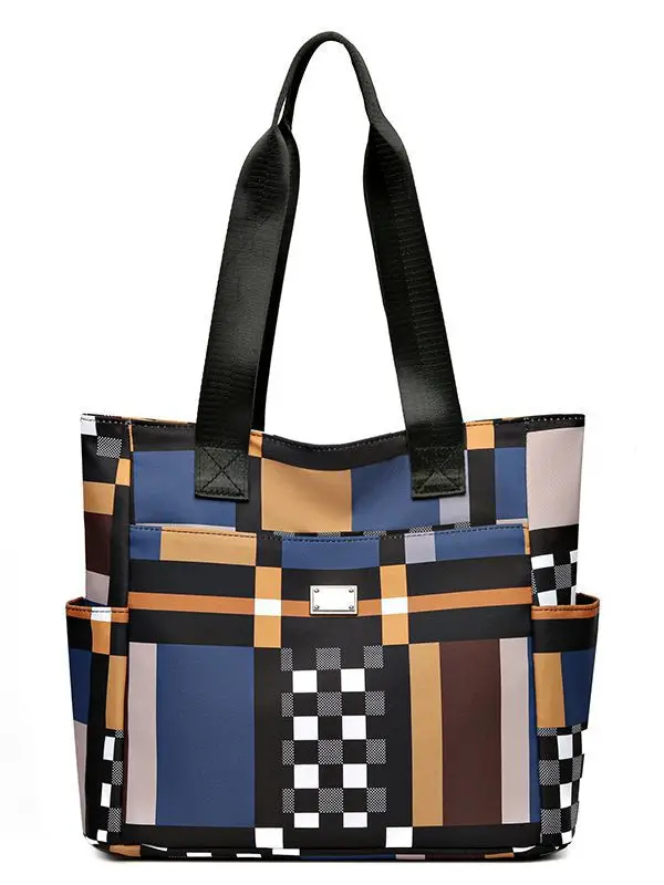 Women's 2023 New Fashion Plaid Tote Bag Oxford Cloth - Image 8