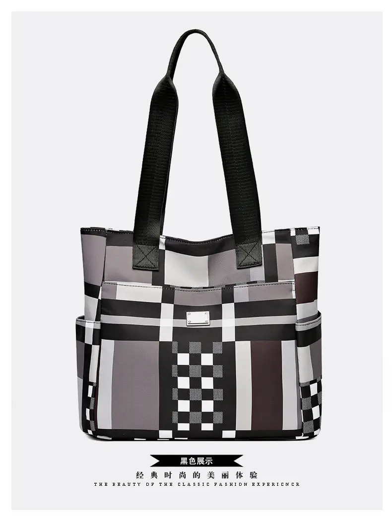 Women's 2023 New Fashion Plaid Tote Bag Oxford Cloth — feature 18