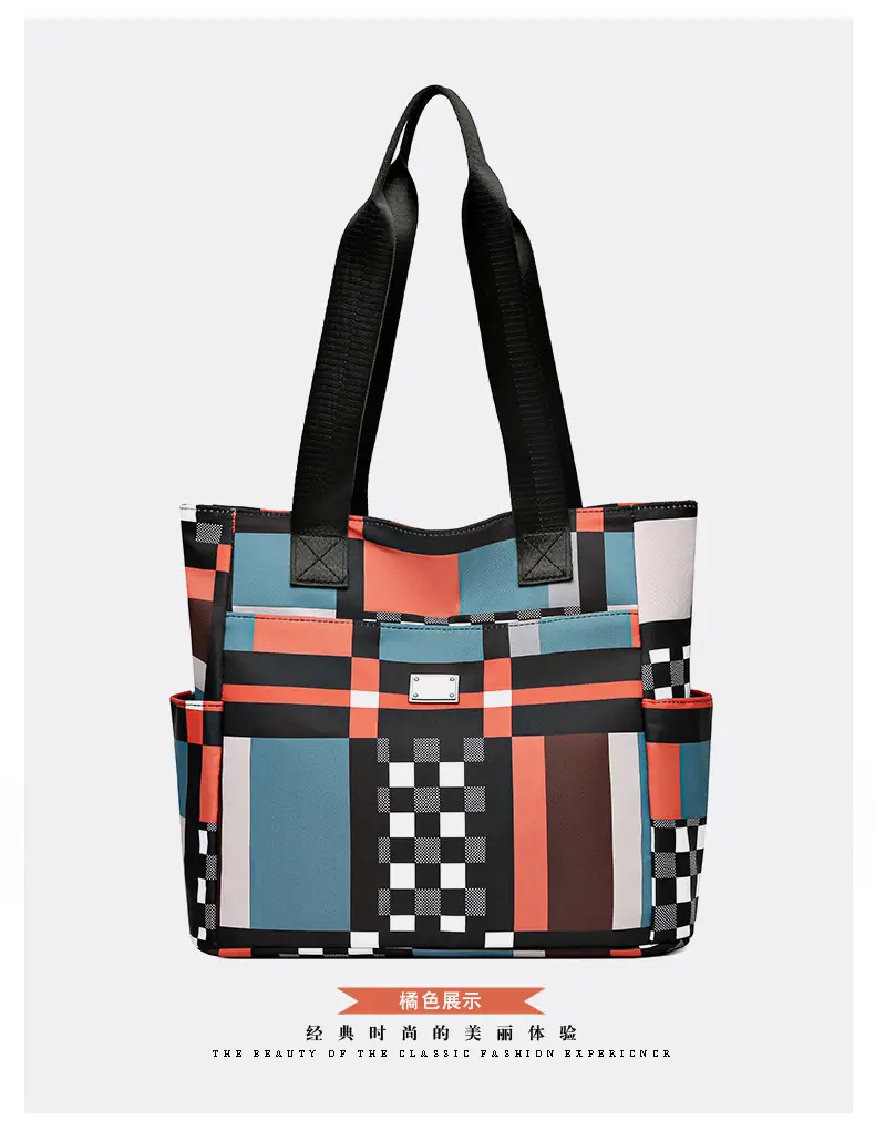 Women's 2023 New Fashion Plaid Tote Bag Oxford Cloth — feature 19