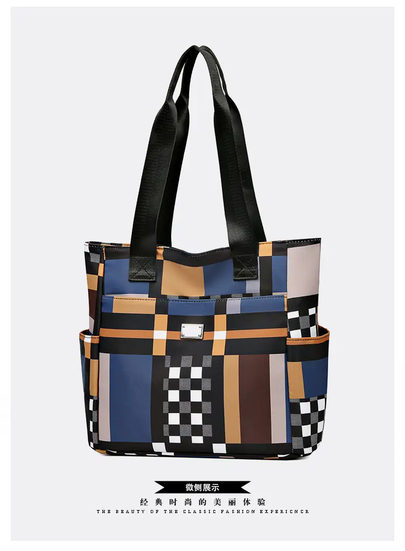 Women's 2023 New Fashion Plaid Tote Bag Oxford Cloth — feature 21