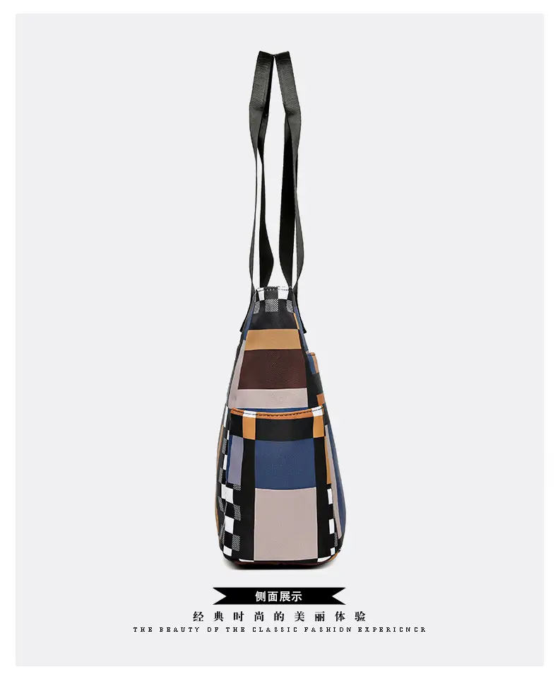 Women's 2023 New Fashion Plaid Tote Bag Oxford Cloth — feature 22