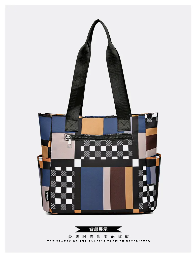 Women's 2023 New Fashion Plaid Tote Bag Oxford Cloth — feature 23