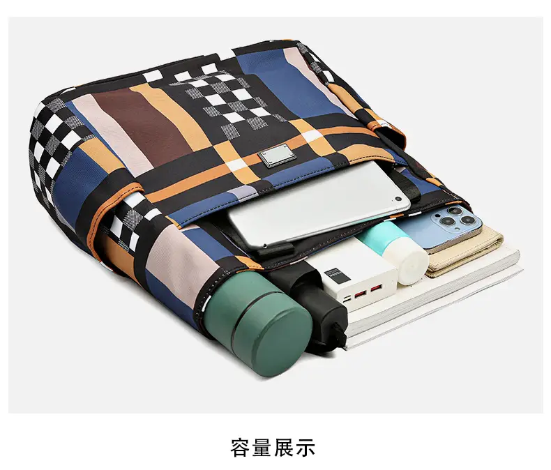 Women's 2023 New Fashion Plaid Tote Bag Oxford Cloth — feature 33