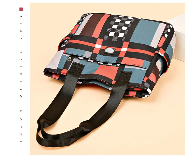 Women's 2023 New Fashion Plaid Tote Bag Oxford Cloth — feature 6