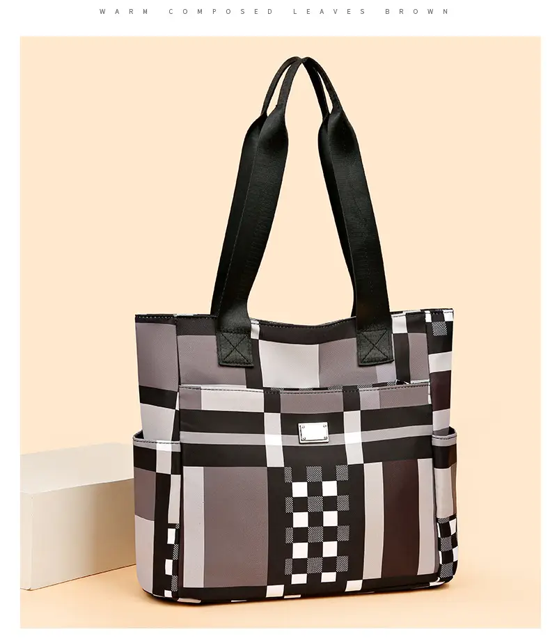 Women's 2023 New Fashion Plaid Tote Bag Oxford Cloth — feature 8
