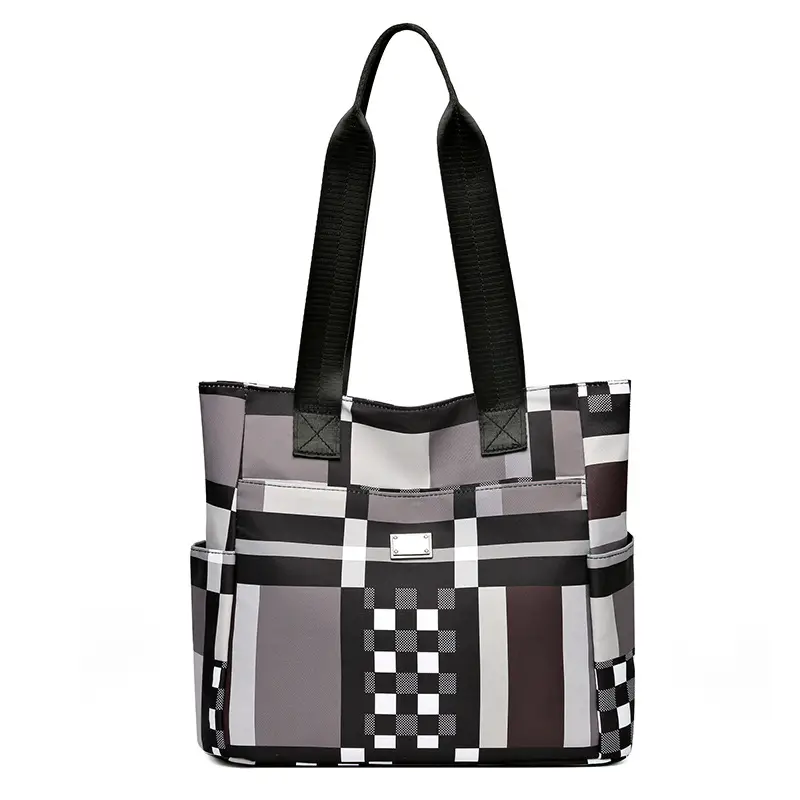 Women's 2023 New Fashion Plaid Tote Bag Oxford Cloth - Image 2