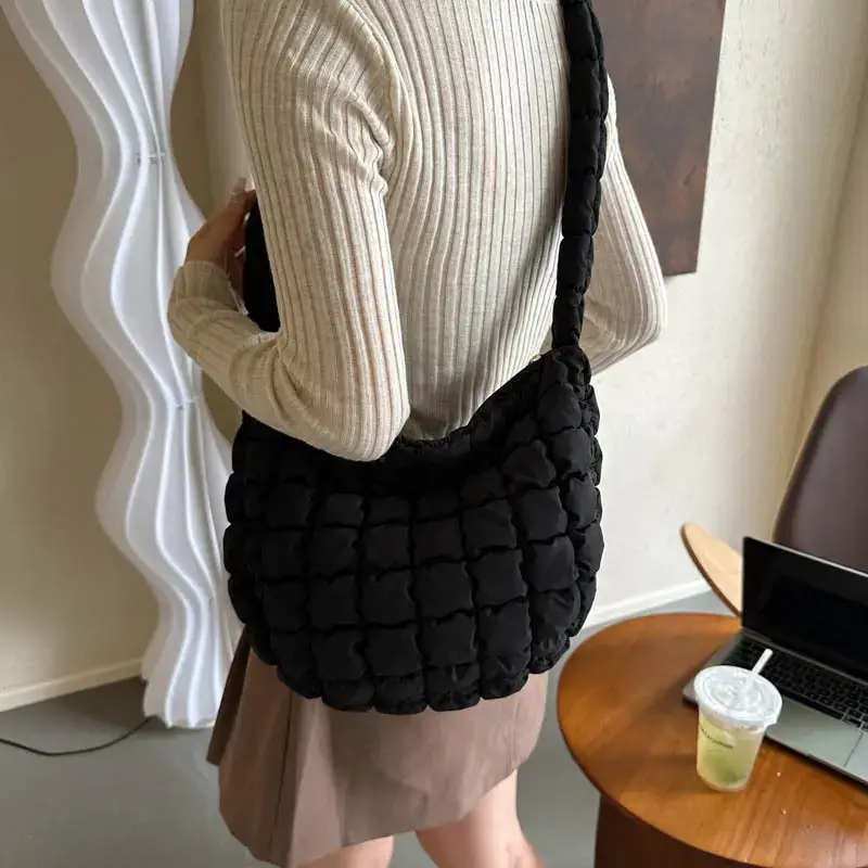 Purple Pleated Bubble Shoulder Bag for Women - Image 7