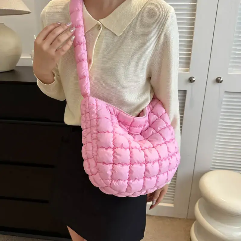 Purple Pleated Bubble Shoulder Bag for Women - Image 8