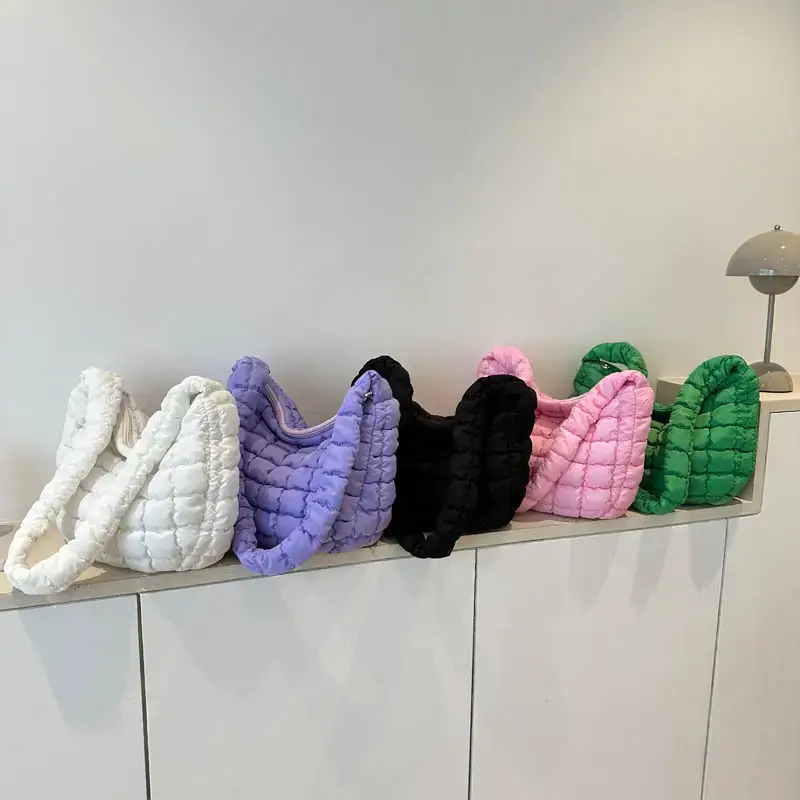 Purple Pleated Bubble Shoulder Bag for Women - Image 9