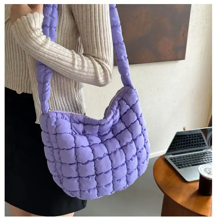 Purple Pleated Bubble Shoulder Bag for Women — feature 10