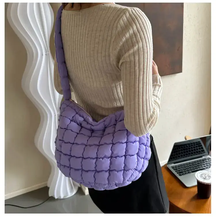 Purple Pleated Bubble Shoulder Bag for Women — feature 12
