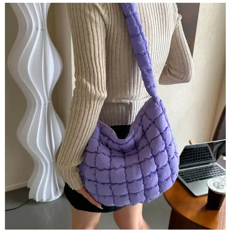 Purple Pleated Bubble Shoulder Bag for Women — feature 14