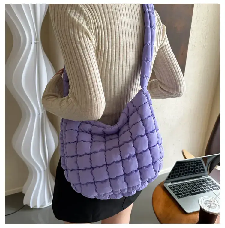 Purple Pleated Bubble Shoulder Bag for Women — feature 15