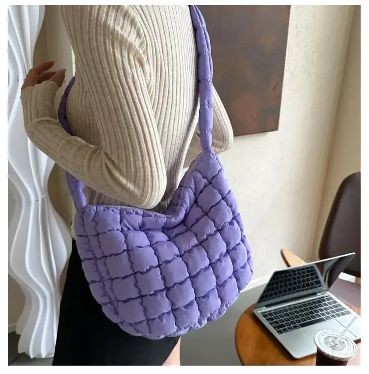 Purple Pleated Bubble Shoulder Bag for Women — feature 16