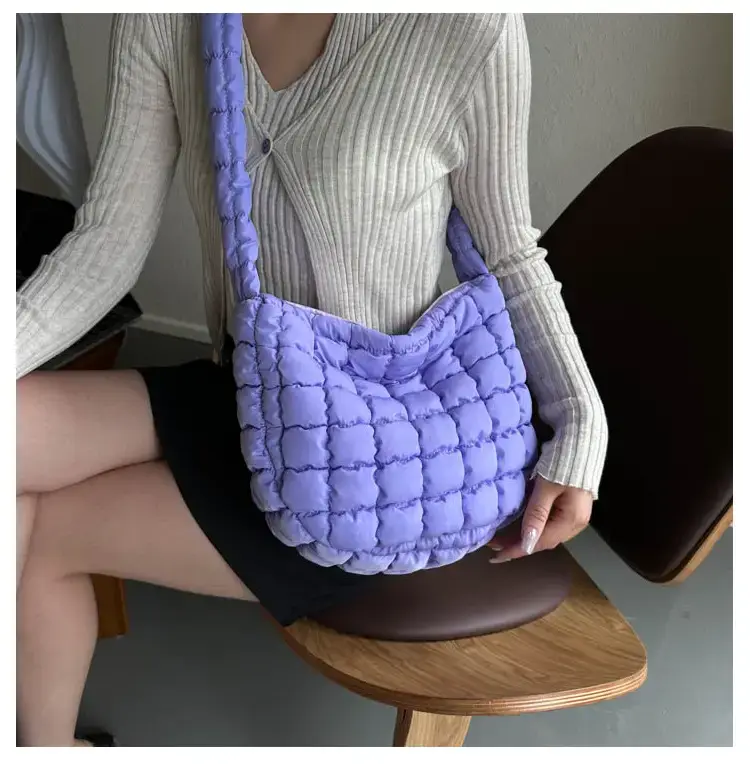 Purple Pleated Bubble Shoulder Bag for Women — feature 18