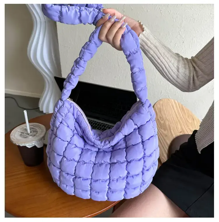 Purple Pleated Bubble Shoulder Bag for Women — feature 19