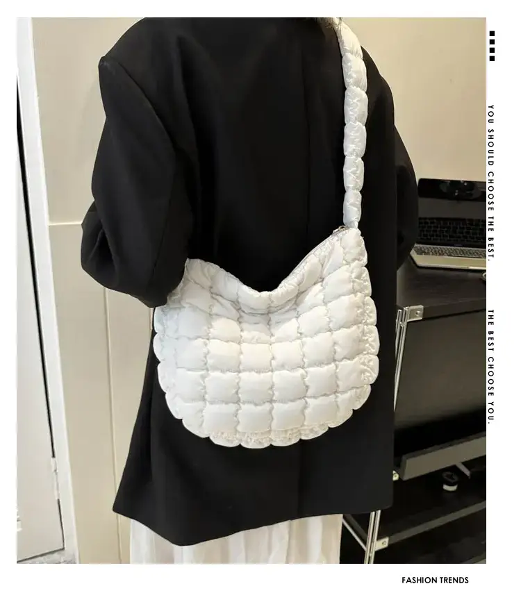 Purple Pleated Bubble Shoulder Bag for Women — feature 2