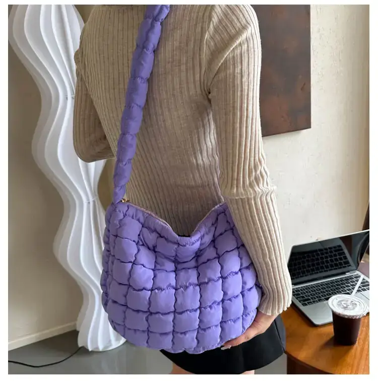 Purple Pleated Bubble Shoulder Bag for Women — feature 20