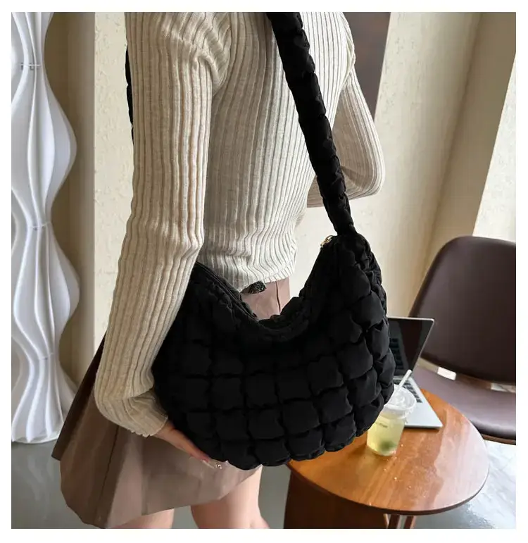Purple Pleated Bubble Shoulder Bag for Women — feature 21