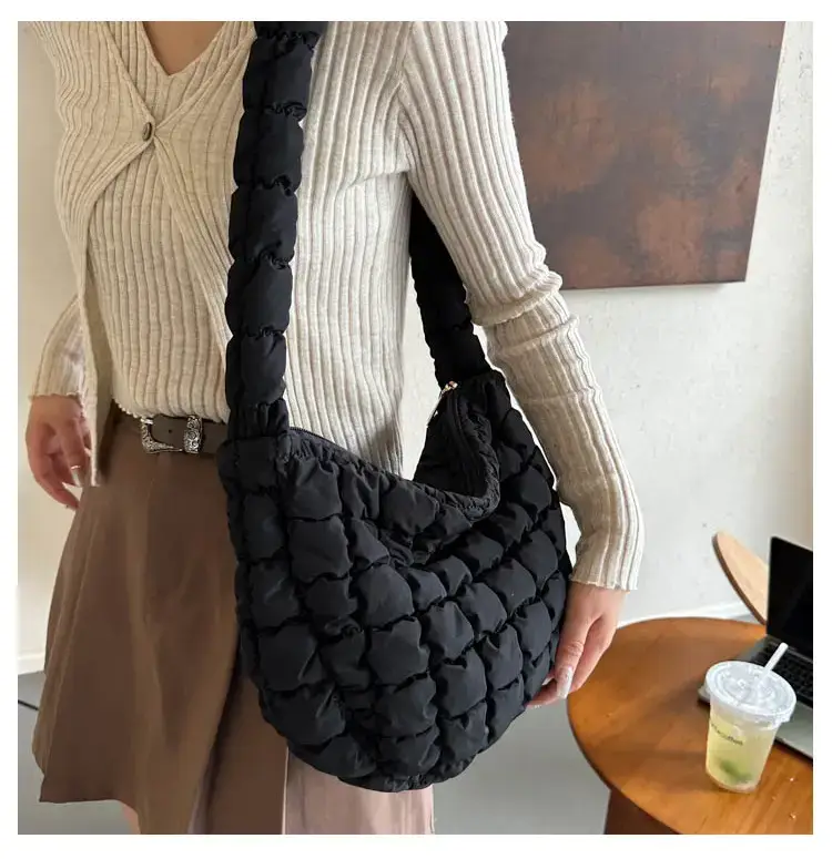 Purple Pleated Bubble Shoulder Bag for Women — feature 23