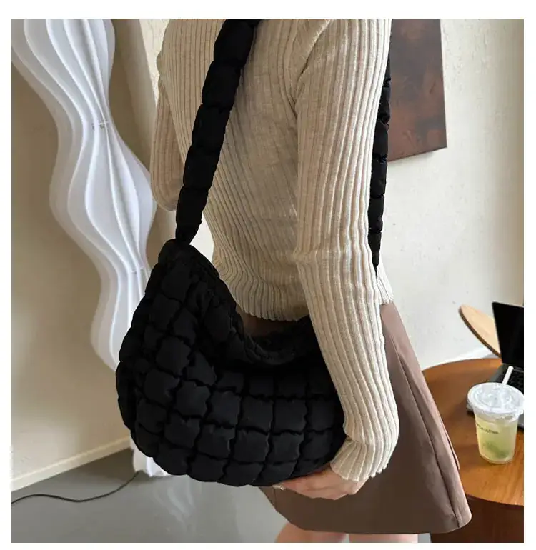 Purple Pleated Bubble Shoulder Bag for Women — feature 24