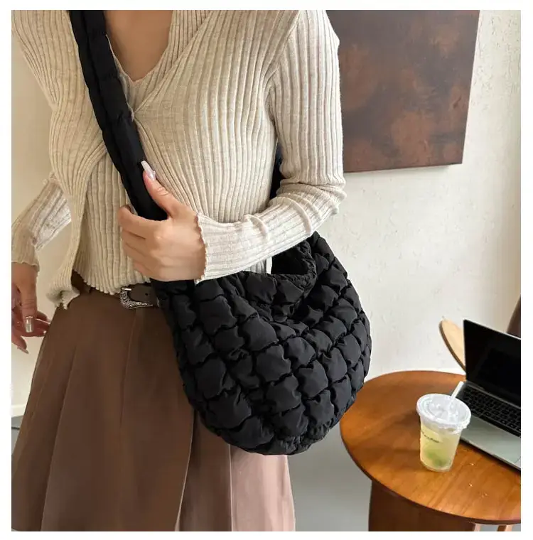 Purple Pleated Bubble Shoulder Bag for Women — feature 25