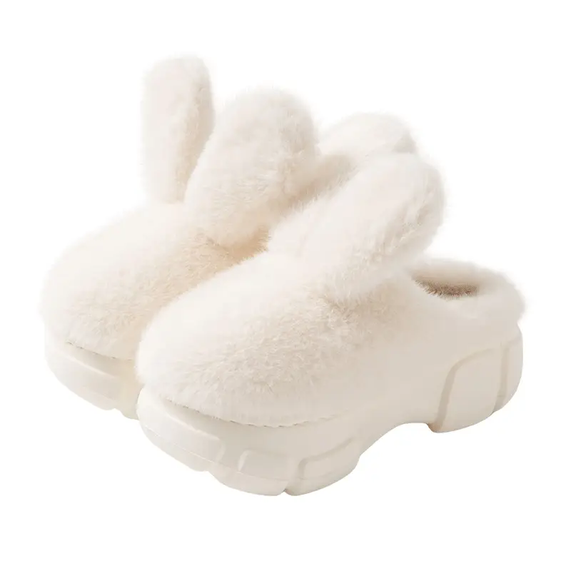 Nanbowan Big Ear Rabbit cotton slippers women's winter thick bottom non-slip indoor home cute furry slippers closed toe warm - Image 8