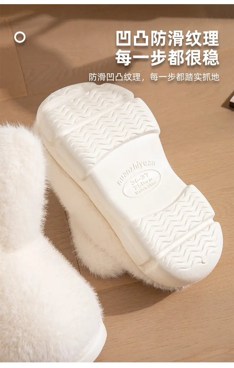 Nanbowan Big Ear Rabbit cotton slippers women's winter thick bottom non-slip indoor home cute furry slippers closed toe warm — feature 6