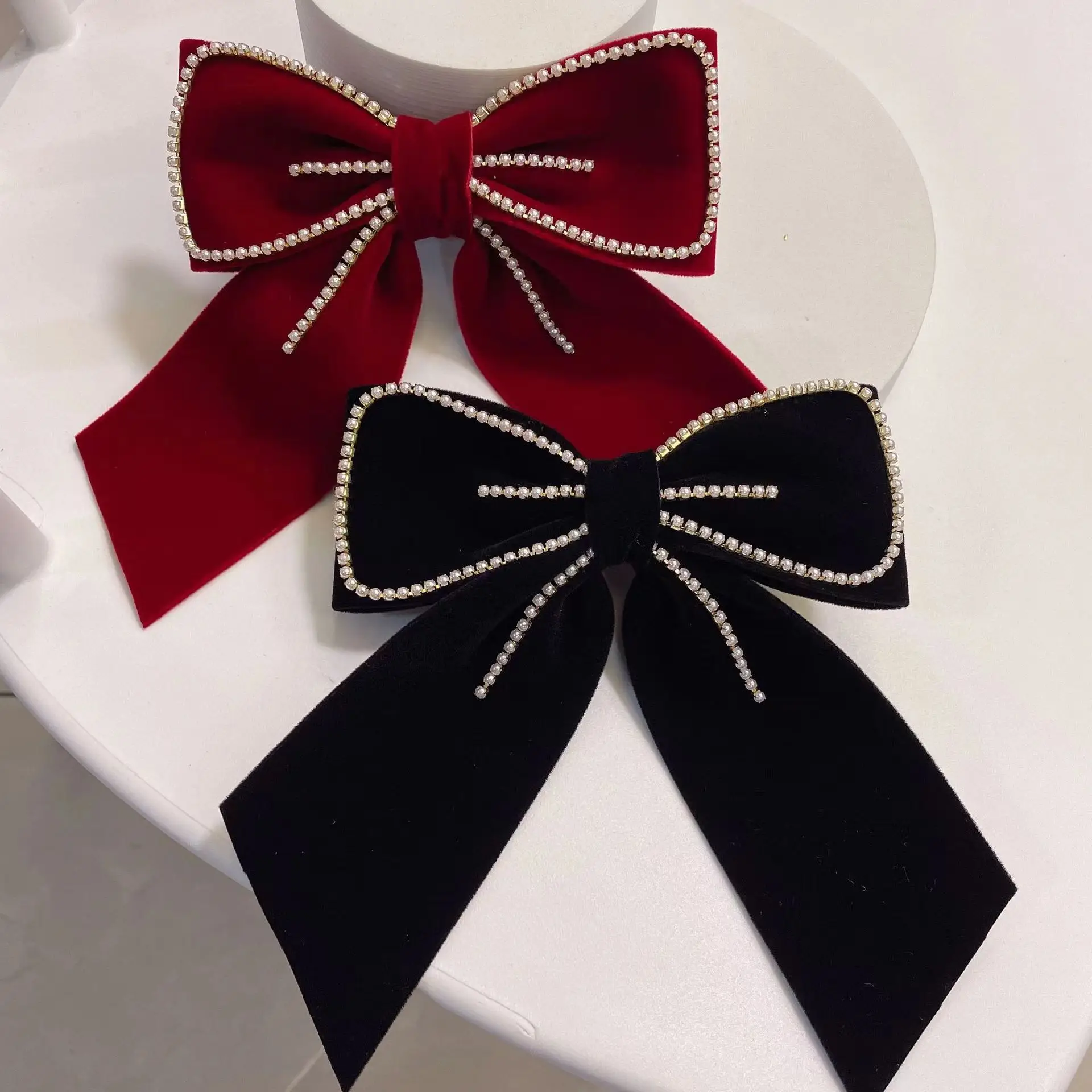 Red Velvet Bow Hair Accessories for Weddings