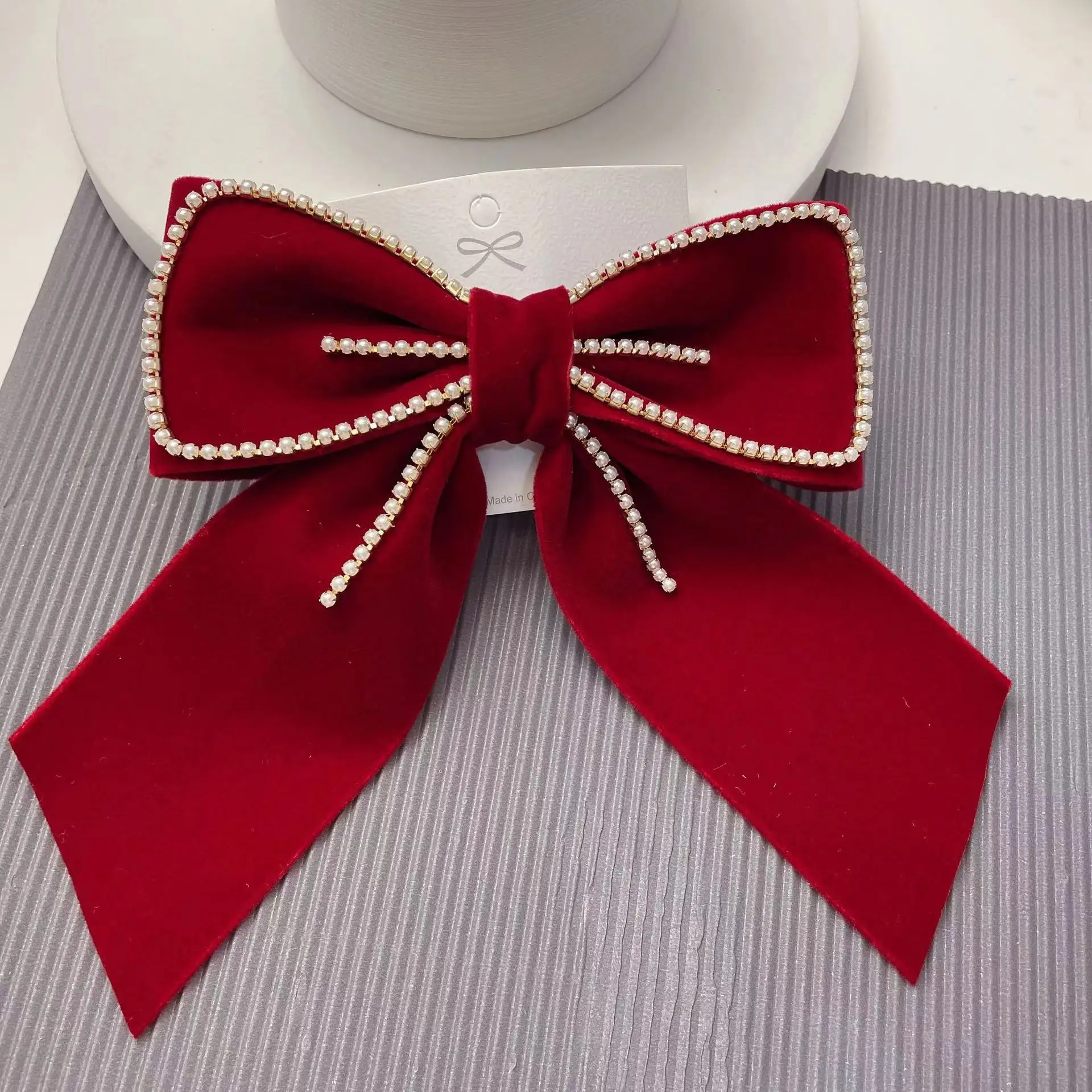 Red Velvet Bow Hair Accessories for Weddings — feature 3