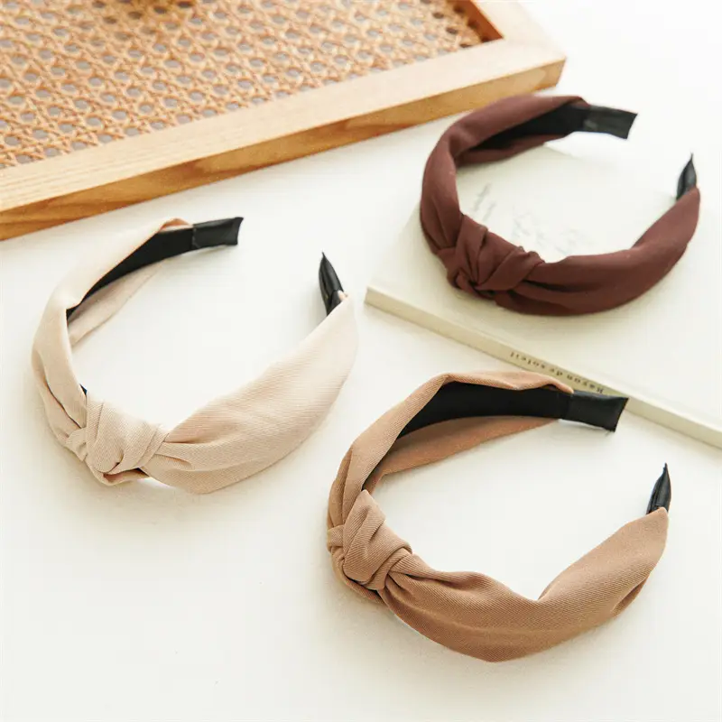 Knotted Elastic Headband for Women Solid Color Wholesale - Image 6