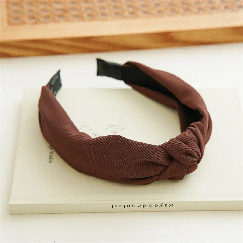 Knotted Elastic Headband for Women Solid Color Wholesale - Image 2