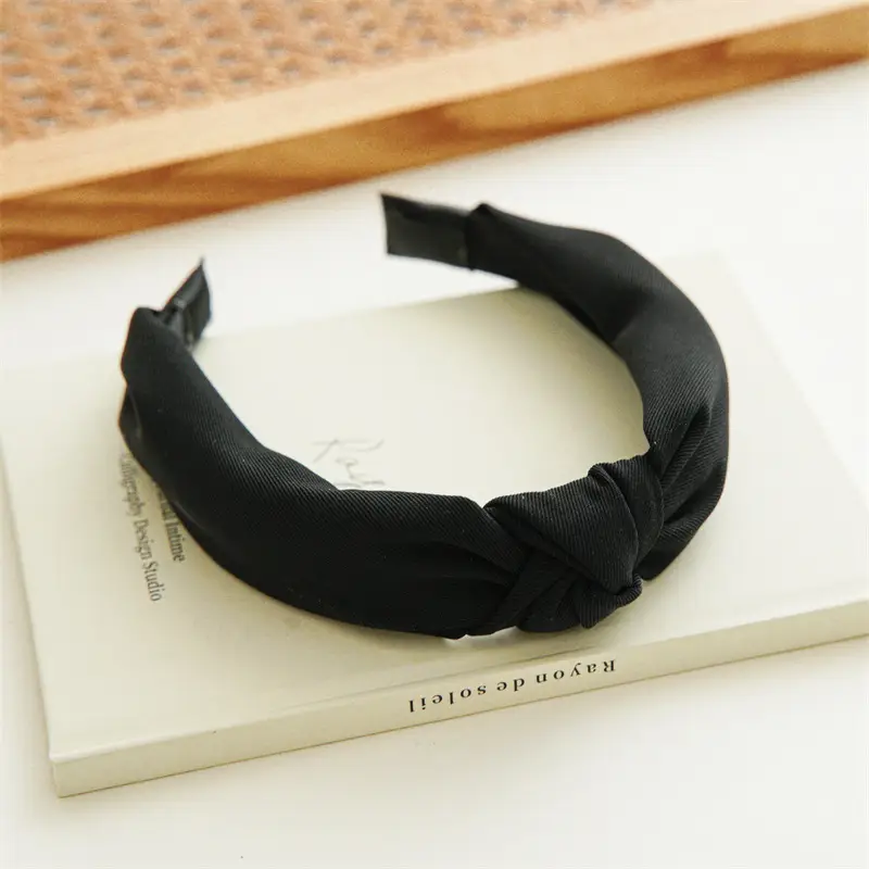 Knotted Elastic Headband for Women Solid Color Wholesale - Image 3