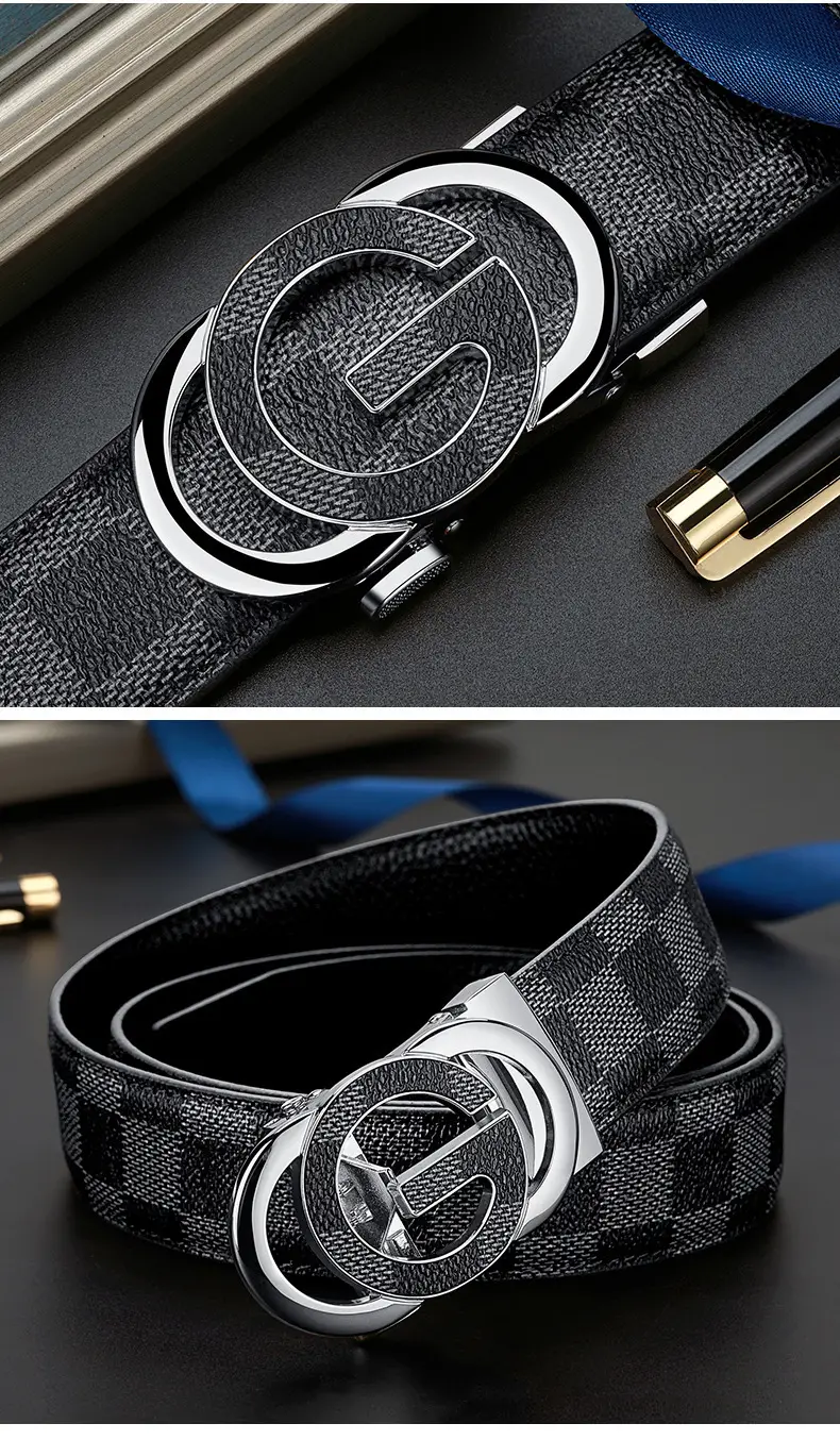 Men's Gold Plated G Logo Belt Brown PU Leather — feature 10