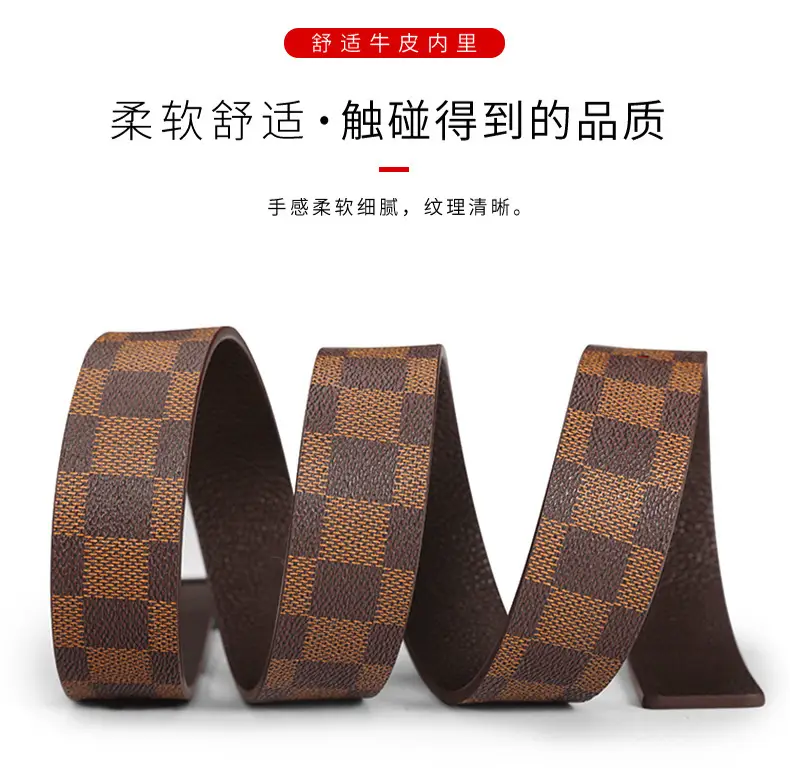 Men's Gold Plated G Logo Belt Brown PU Leather — feature 5