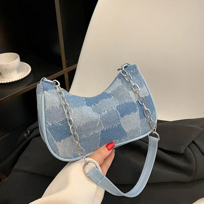 Women Blue Denim Chain Shoulder Bag 2023 - Image 3