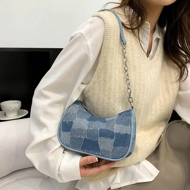 Women Blue Denim Chain Shoulder Bag 2023 - Image 4