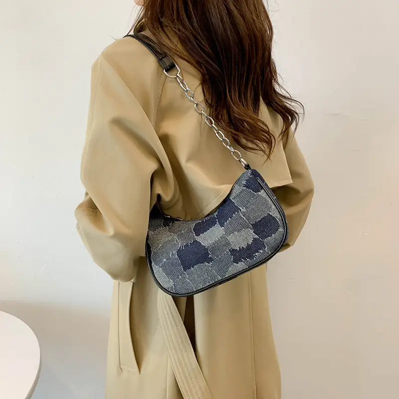 Women Blue Denim Chain Shoulder Bag 2023 - Image 6