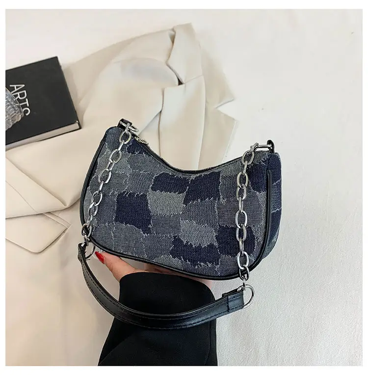 Women Blue Denim Chain Shoulder Bag 2023 — feature 12