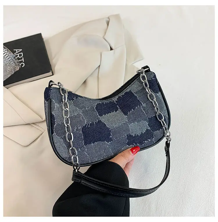 Women Blue Denim Chain Shoulder Bag 2023 — feature 13