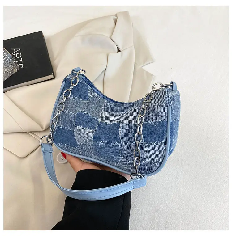 Women Blue Denim Chain Shoulder Bag 2023 — feature 14