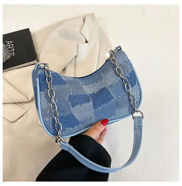 Women Blue Denim Chain Shoulder Bag 2023 — feature 15