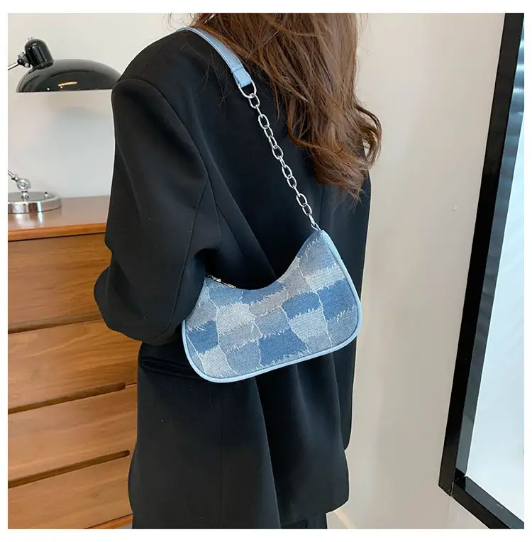 Women Blue Denim Chain Shoulder Bag 2023 — feature 16