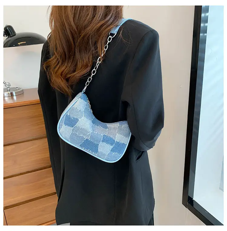 Women Blue Denim Chain Shoulder Bag 2023 — feature 17