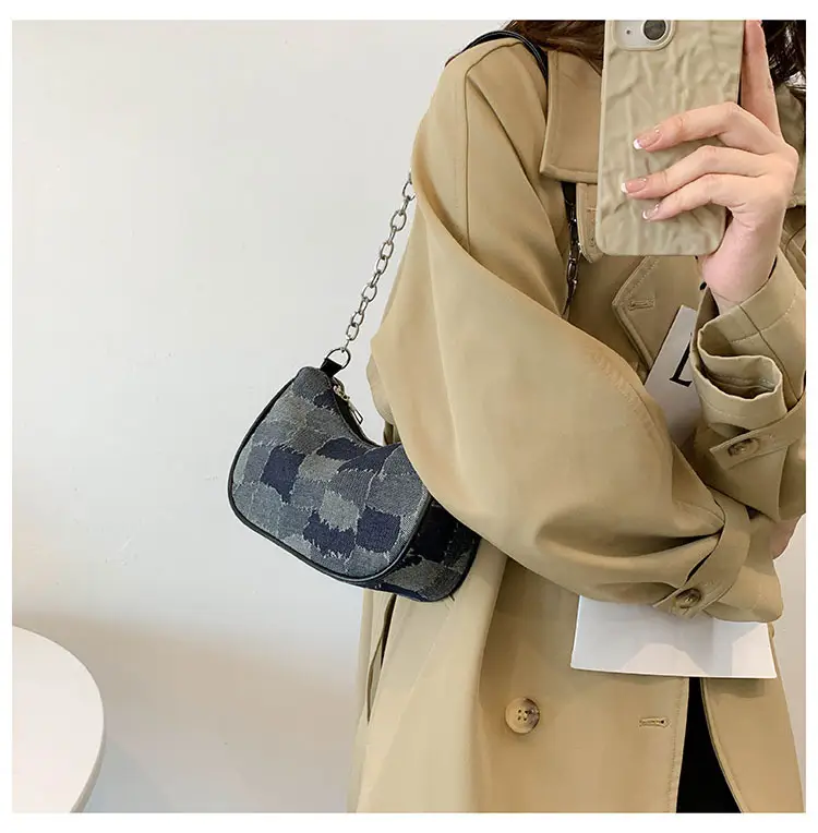 Women Blue Denim Chain Shoulder Bag 2023 — feature 19