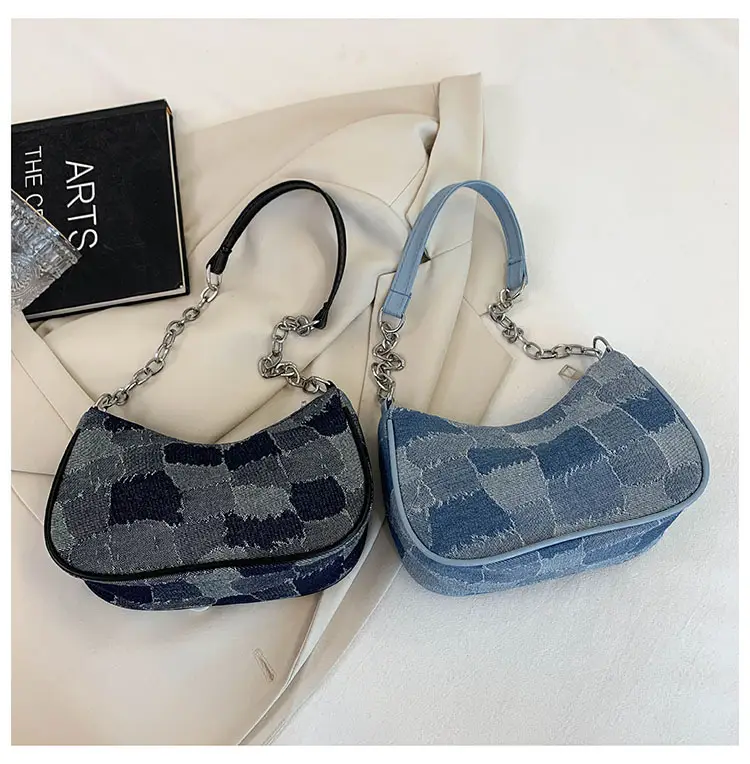 Women Blue Denim Chain Shoulder Bag 2023 — feature 20