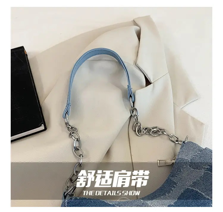 Women Blue Denim Chain Shoulder Bag 2023 — feature 4