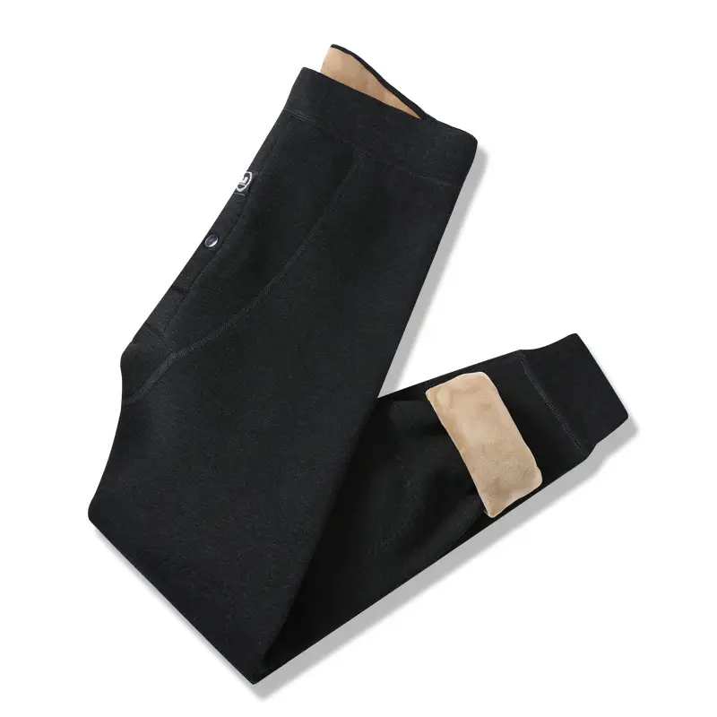 Wholesale men's warm pants winter fleece-lined thick leggings velvet pants men's high waist plus size cotton pants cold-proof pants