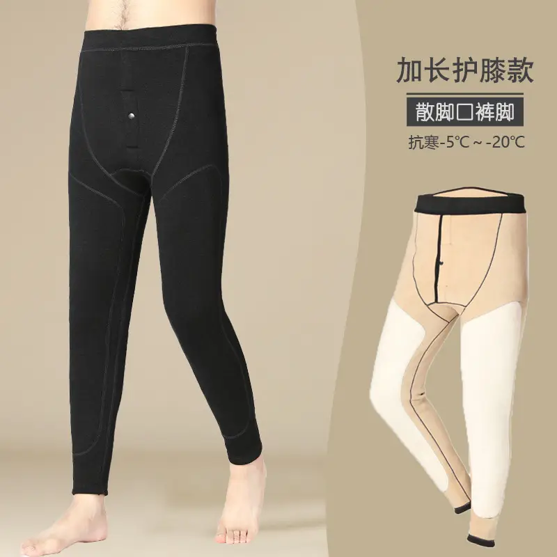 Wholesale men's warm pants winter fleece-lined thick leggings velvet pants men's high waist plus size cotton pants cold-proof pants